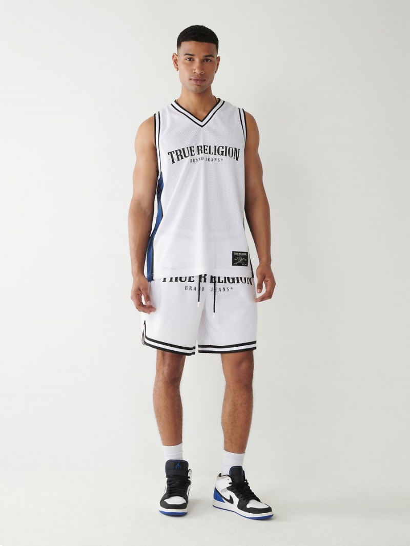 White True Religion Mesh Logo Shorts | 5817-TGPHW