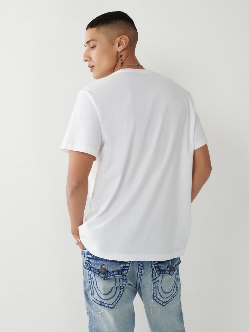 White True Religion Relaxed T Shirts | 6821-ZKMUN