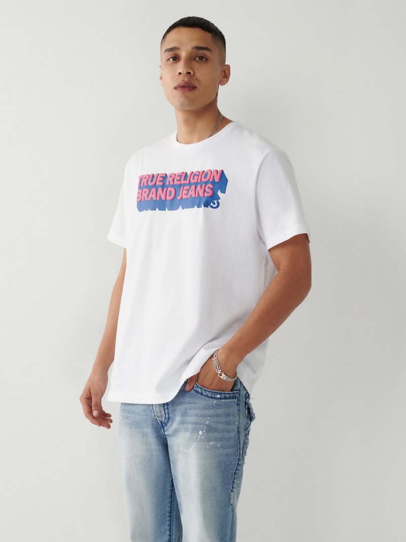 White True Religion Relaxed T Shirts | 6821-ZKMUN