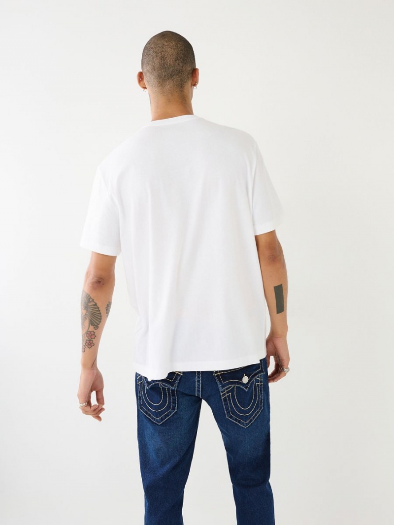 White True Religion Thermo Buddha Graphic Relaxed T Shirts | 2941-WHYEU