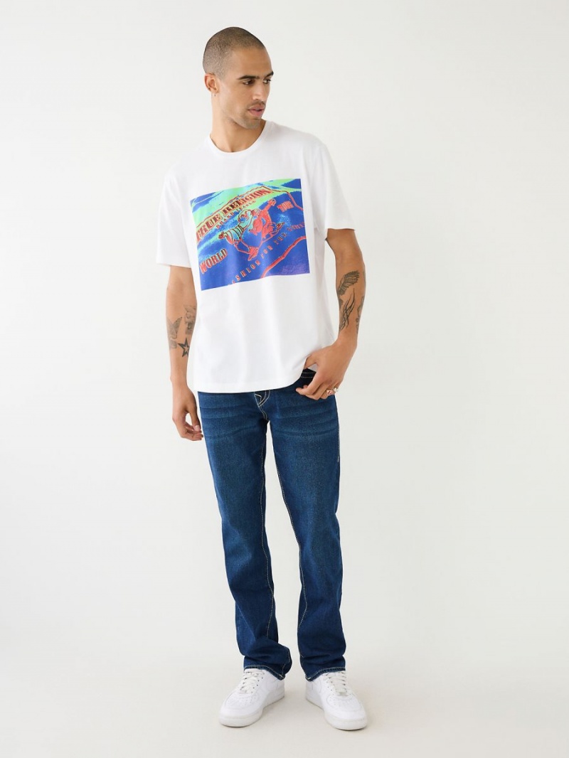 White True Religion Thermo Buddha Graphic Relaxed T Shirts | 2941-WHYEU