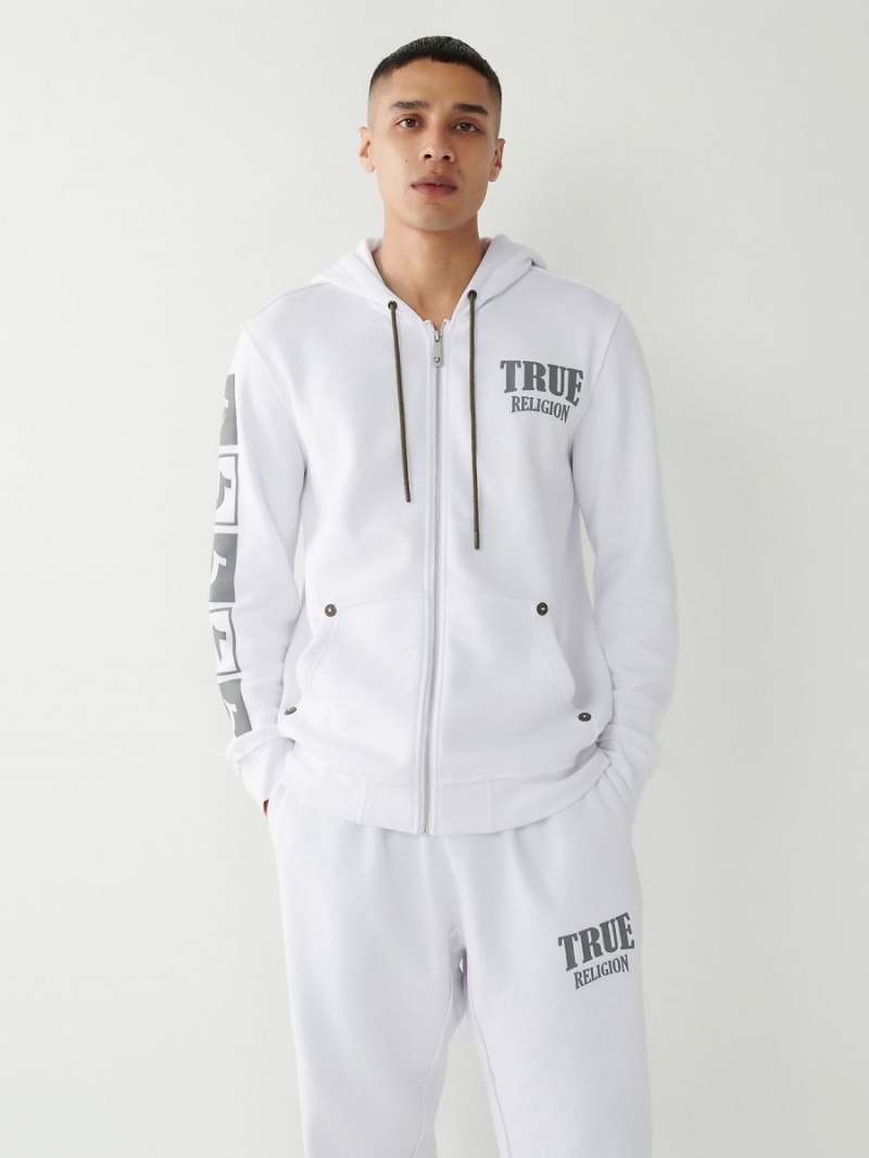 White True Religion Zip Hoodie | 2971-GLEYX