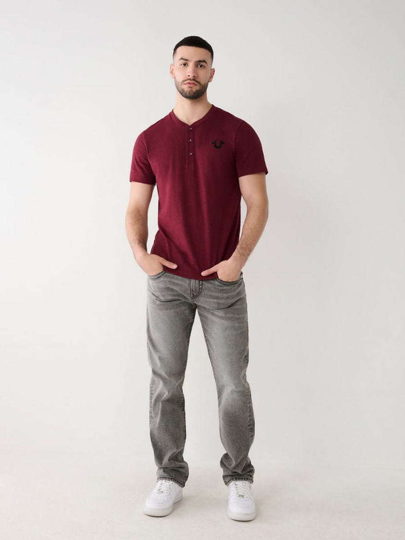 Wine True Religion Henley T Shirts | 0621-ATVRC