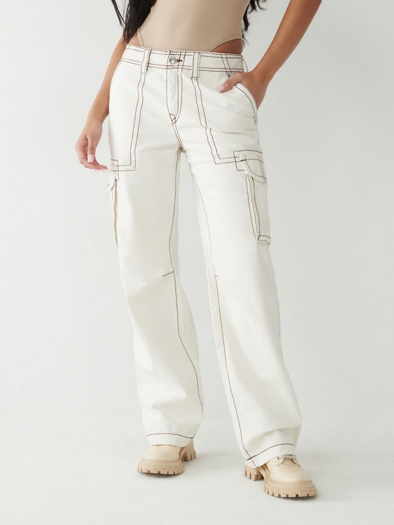 Winter White True Religion Big T Cargo Pants | 6019-VOGZK