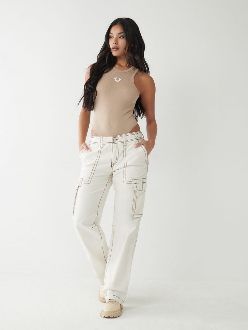 Winter White True Religion Big T Cargo Pants | 6019-VOGZK