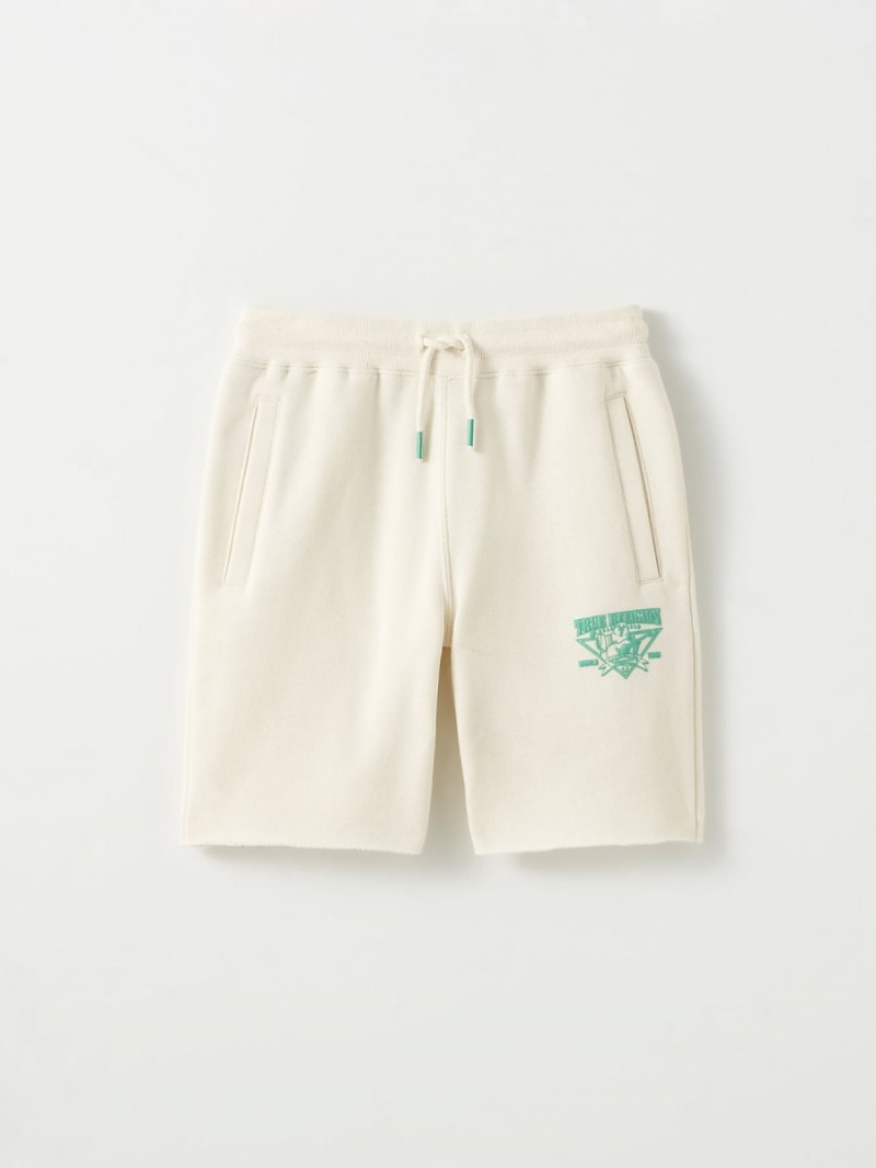 Winter White True Religion Boys Sweat Shorts | 8745-KTOER