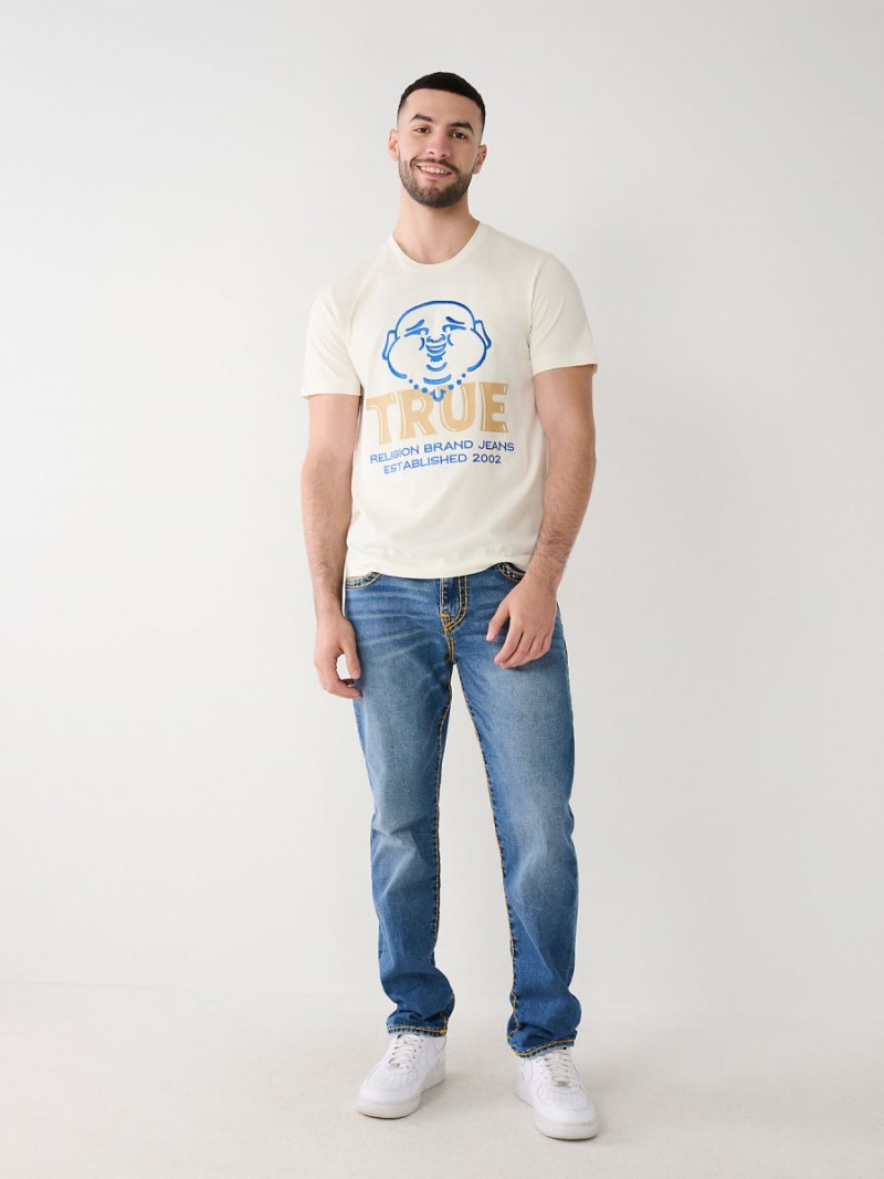 Winter White True Religion Buddha Logo T Shirts | 7218-EFIXP