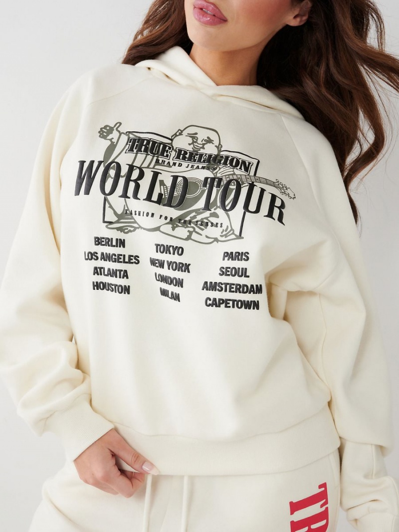 Winter White True Religion Buddha Relaxed Hoodie | 9624-TEBCZ