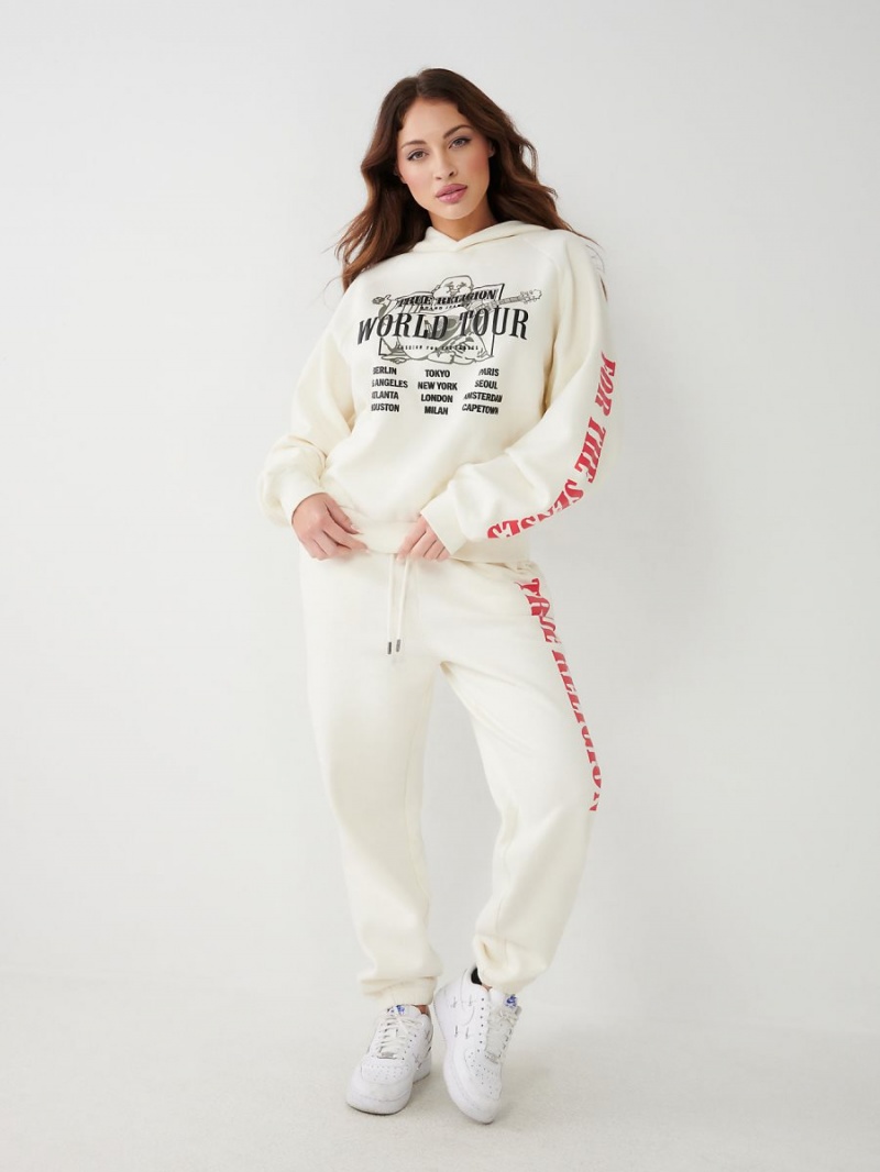 Winter White True Religion Buddha Relaxed Hoodie | 9624-TEBCZ