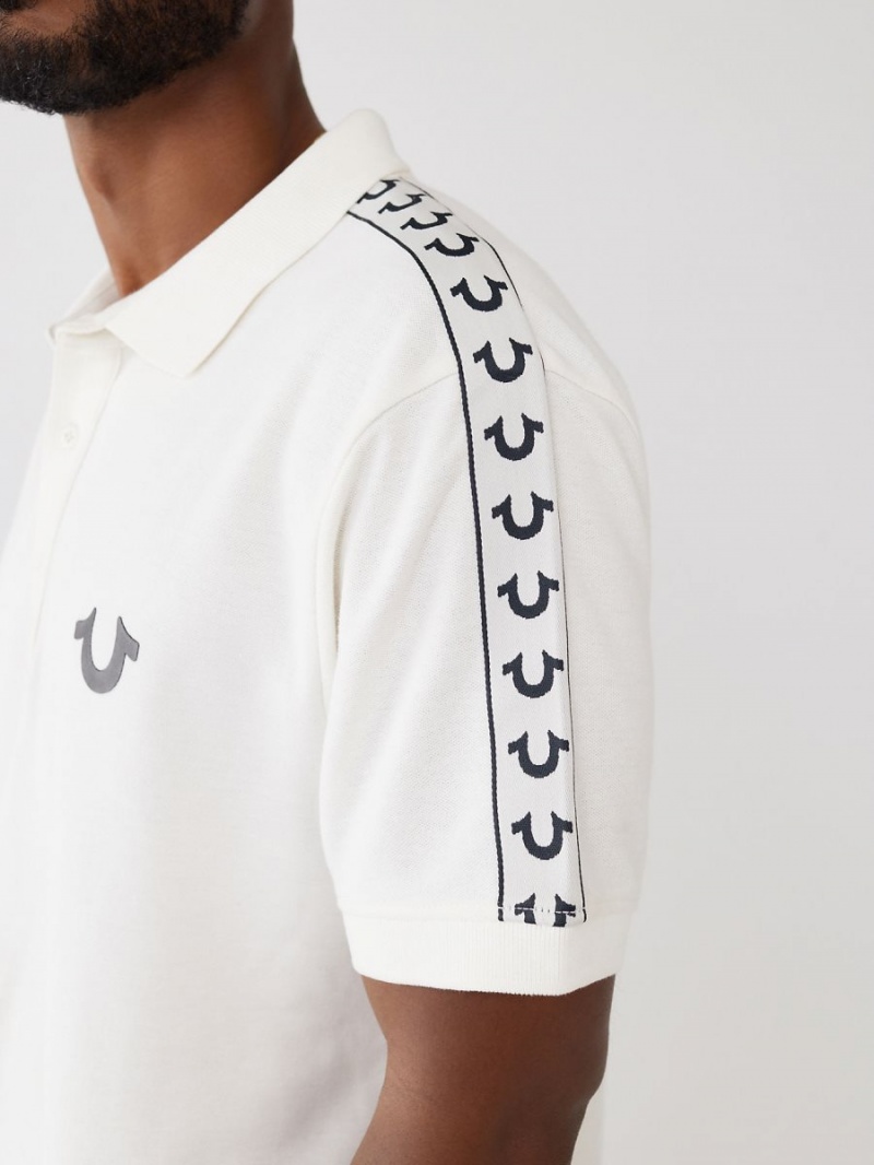 Winter White True Religion Logo Polo Shirts | 1294-JBYLK