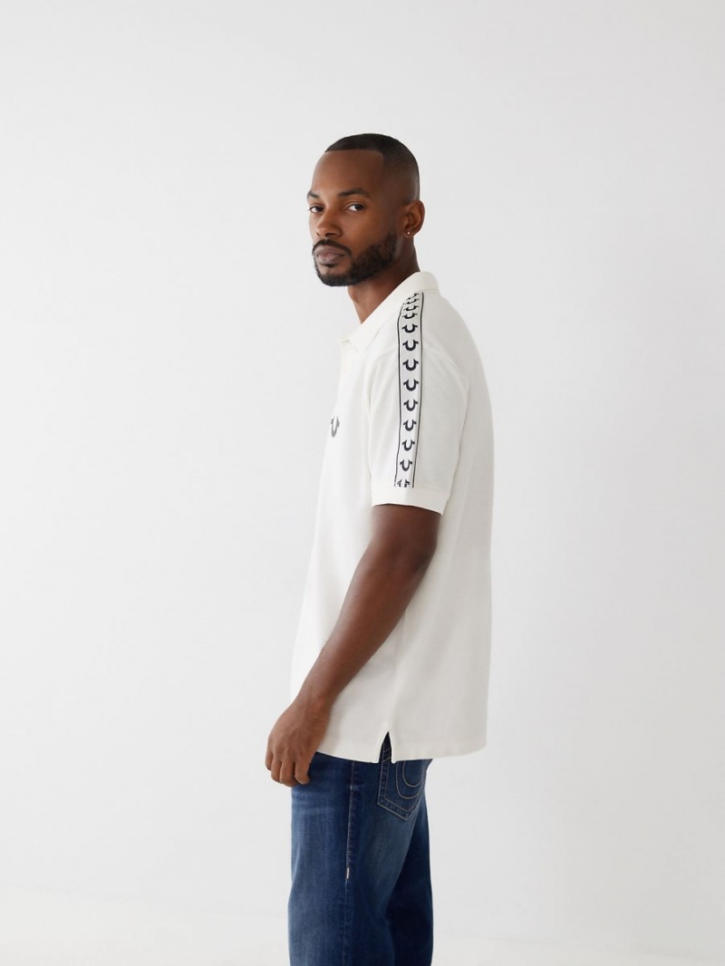 Winter White True Religion Logo Polo Shirts | 1294-JBYLK