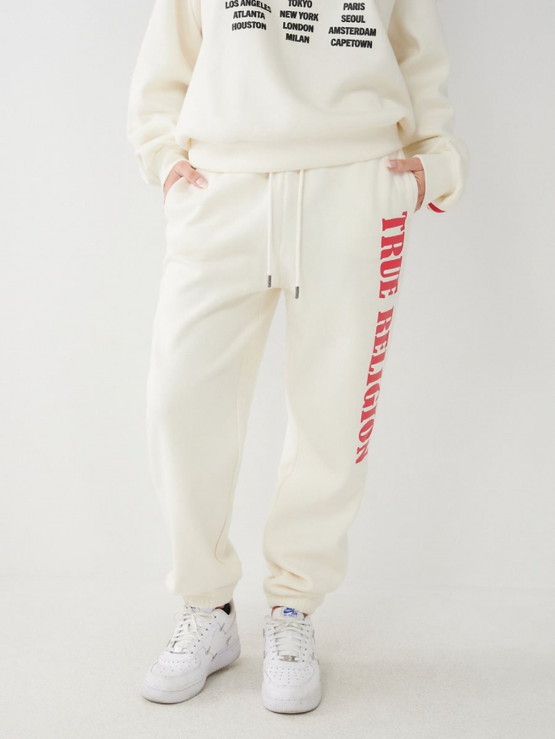 Winter White True Religion Logo Relaxed Jogger | 2971-AKIVT