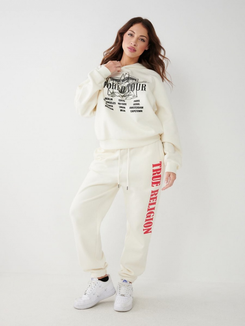 Winter White True Religion Logo Relaxed Jogger | 2971-AKIVT