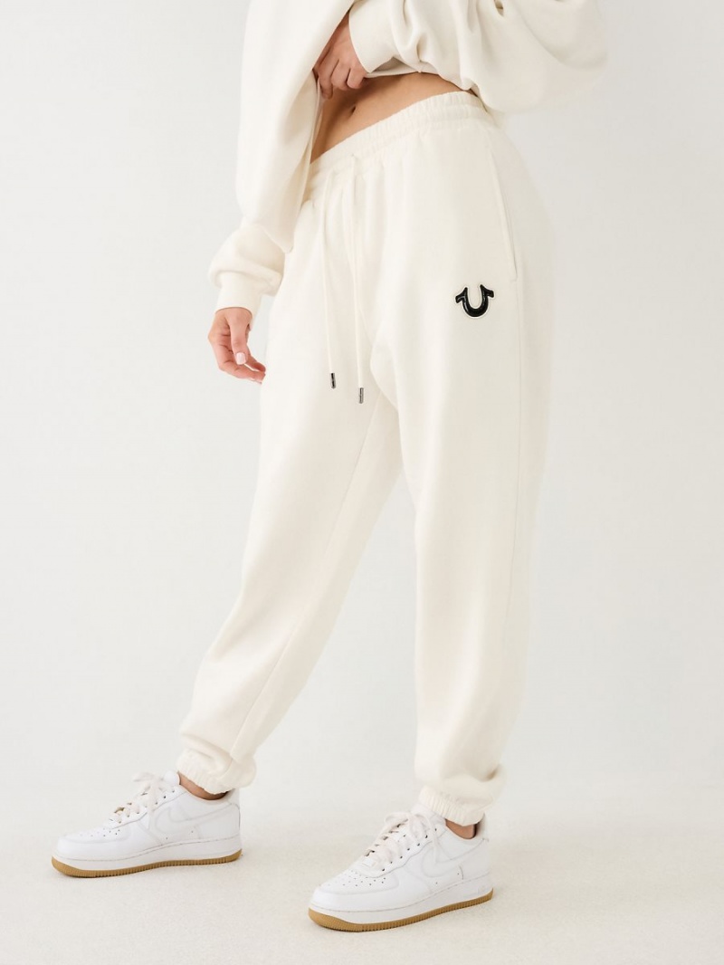 Winter White True Religion Logo Relaxed Jogger | 3240-TOWCM