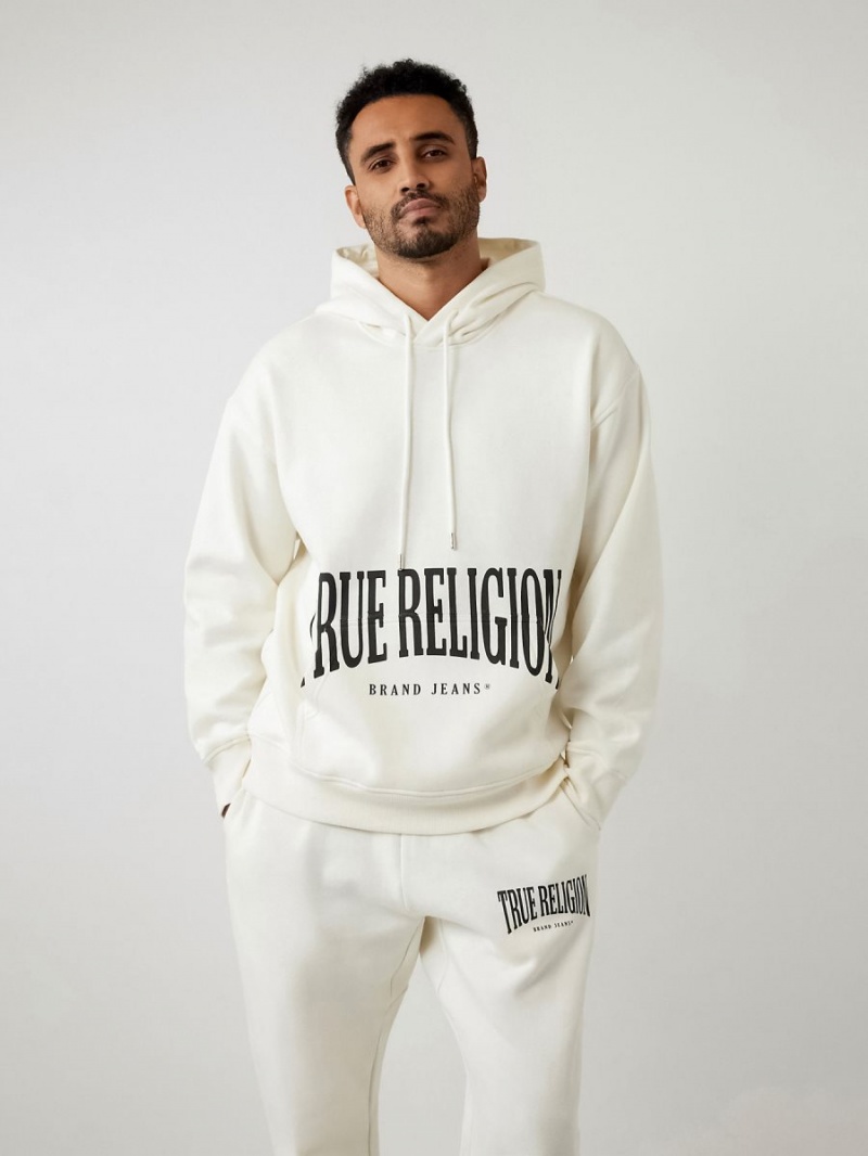 Winter White True Religion Logo Relaxed Hoodie | 3415-NEVLP