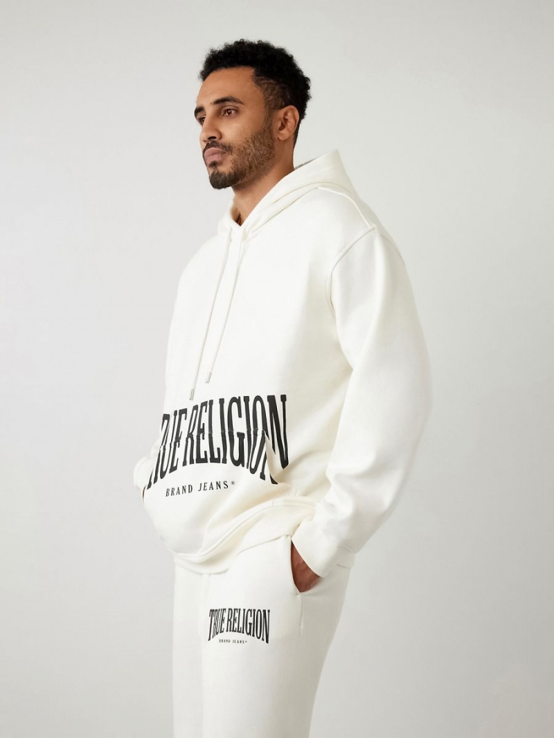 Winter White True Religion Logo Relaxed Hoodie | 3415-NEVLP