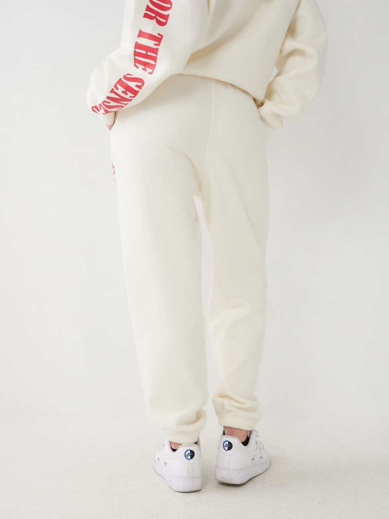 Winter White True Religion Logo Relaxed Jogger | 3845-NBAIJ