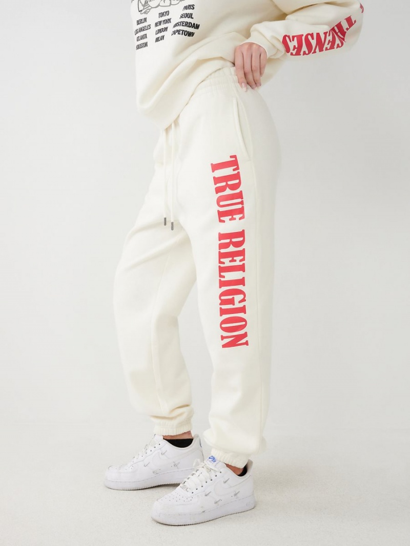 Winter White True Religion Logo Relaxed Jogger | 3845-NBAIJ