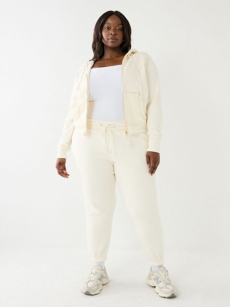 Winter White True Religion Lurex Big T Logo Jogger | 1206-RQSLW