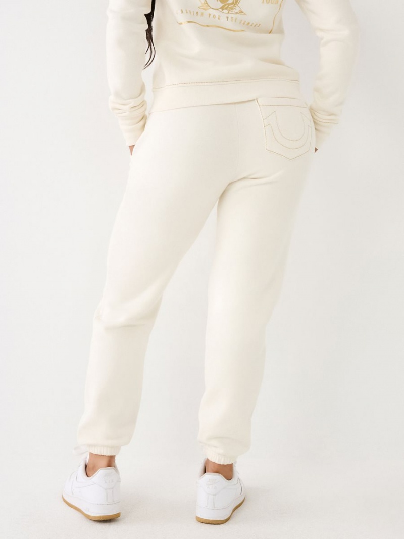 Winter White True Religion Lurex Big T Logo Jogger | 1206-RQSLW