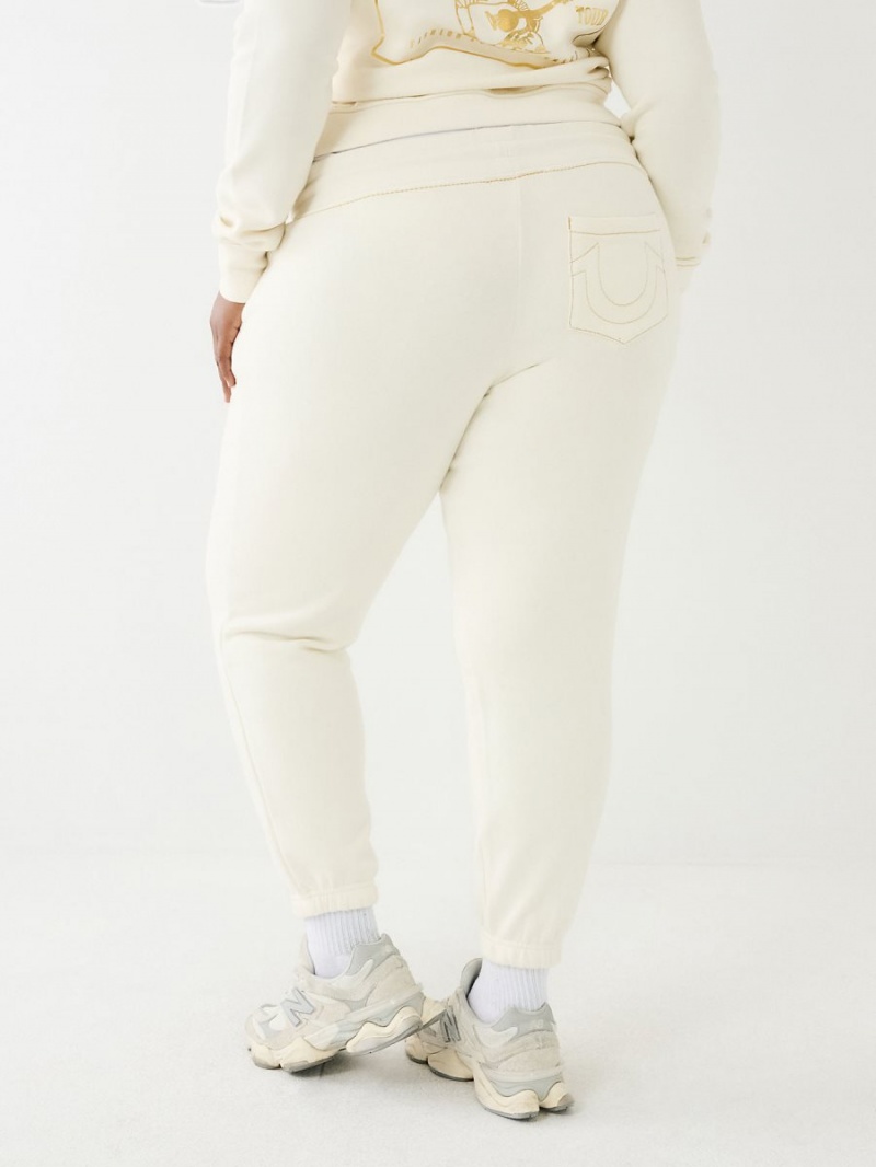 Winter White True Religion Lurex Big T Logo Jogger | 1206-RQSLW