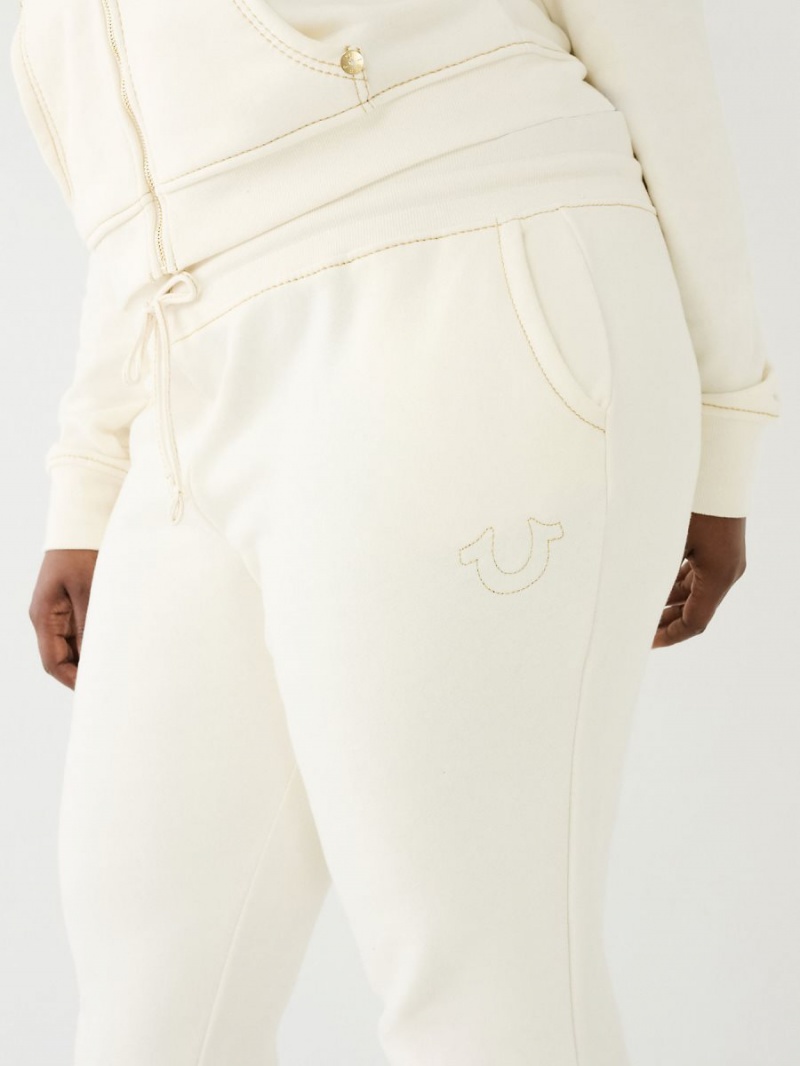 Winter White True Religion Lurex Big T Logo Jogger | 1206-RQSLW