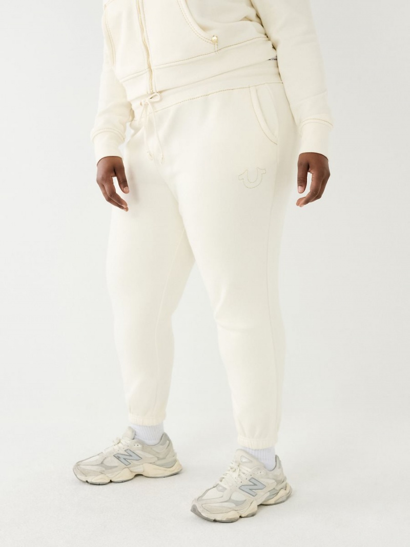 Winter White True Religion Lurex Big T Logo Jogger | 1206-RQSLW