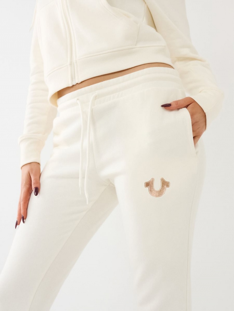 Winter White True Religion Metallic Horseshoe Logo Jogger | 7631-LDRFB