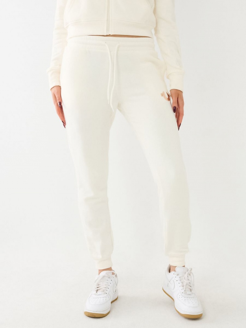 Winter White True Religion Metallic Horseshoe Logo Jogger | 7631-LDRFB