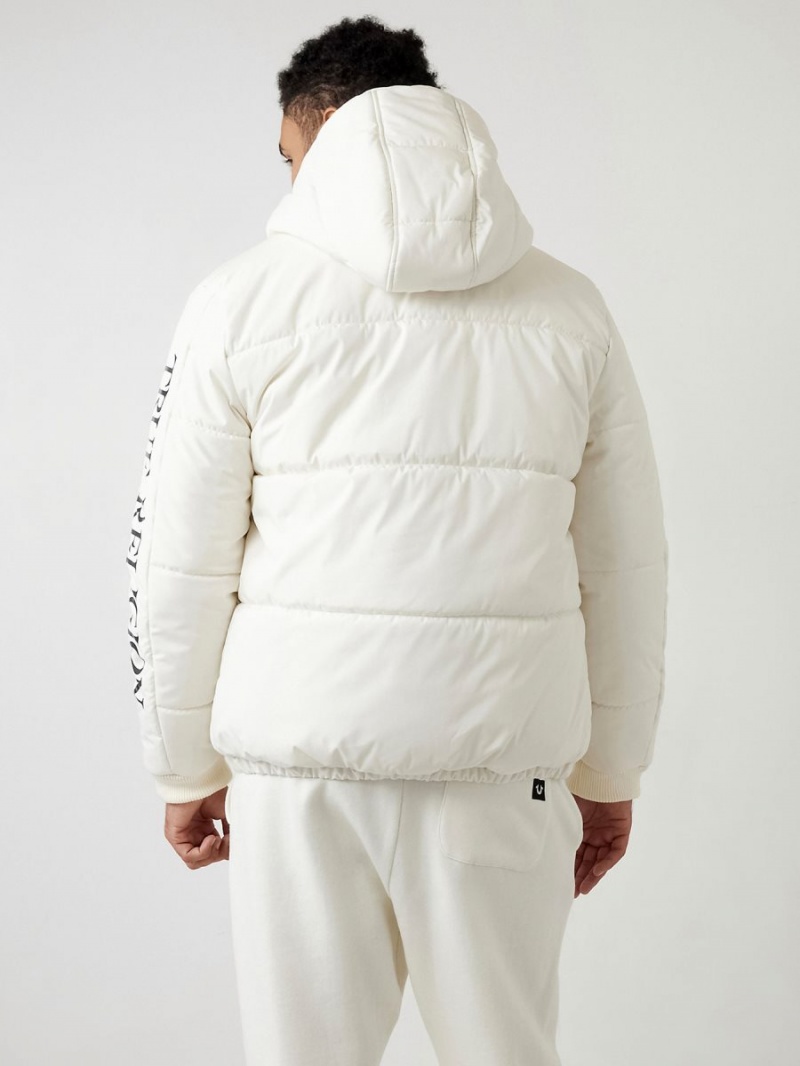 Winter White True Religion Panel Puffer Jacket | 2947-NRCWU