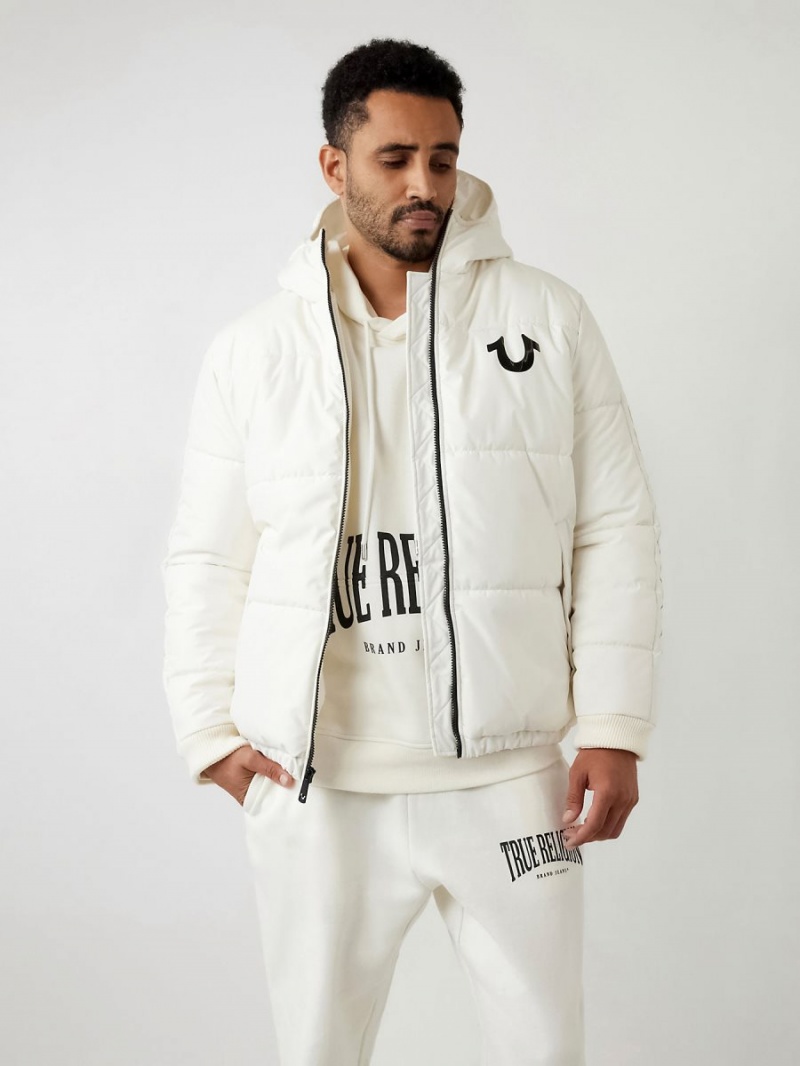 Winter White True Religion Panel Puffer Jacket | 2947-NRCWU