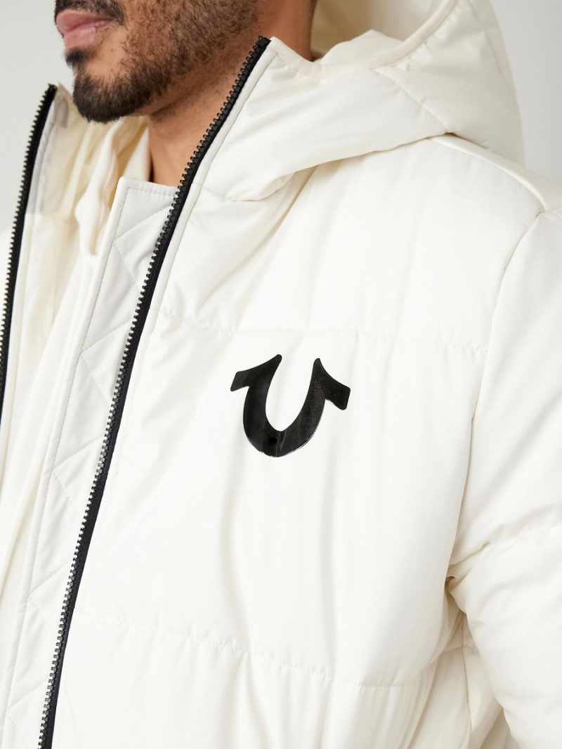 Winter White True Religion Panel Puffer Jacket | 2947-NRCWU