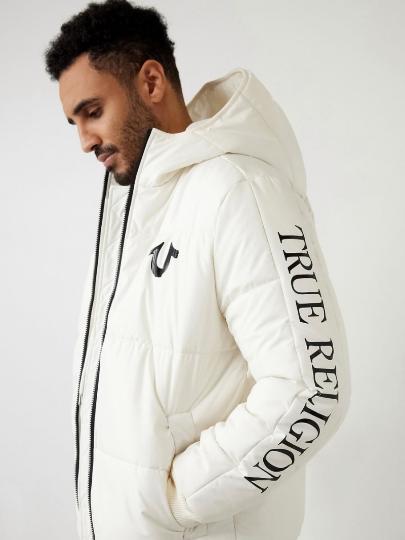 Winter White True Religion Panel Puffer Jacket | 2947-NRCWU