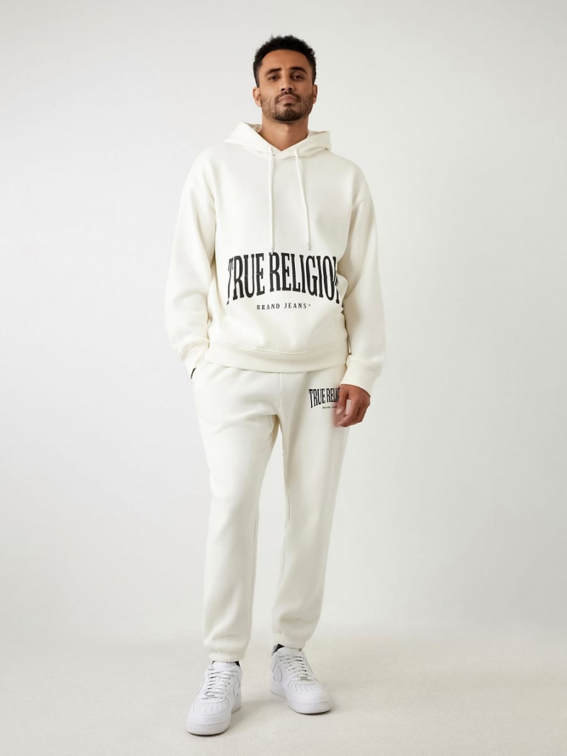 Winter White True Religion Relaxed Arched Logo Jogger | 5347-ZMFJY