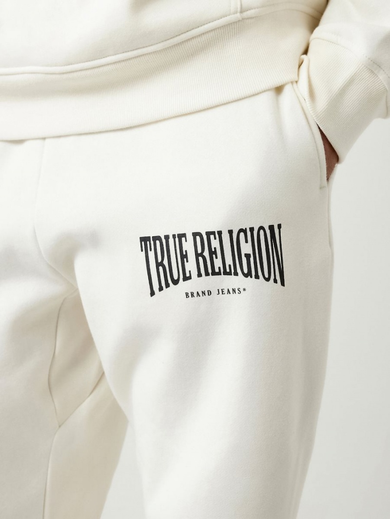 Winter White True Religion Relaxed Arched Logo Jogger | 5347-ZMFJY