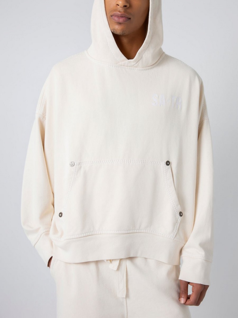 Winter White True Religion Sebastien Ami X Logo Hoodie | 1086-PBUSF