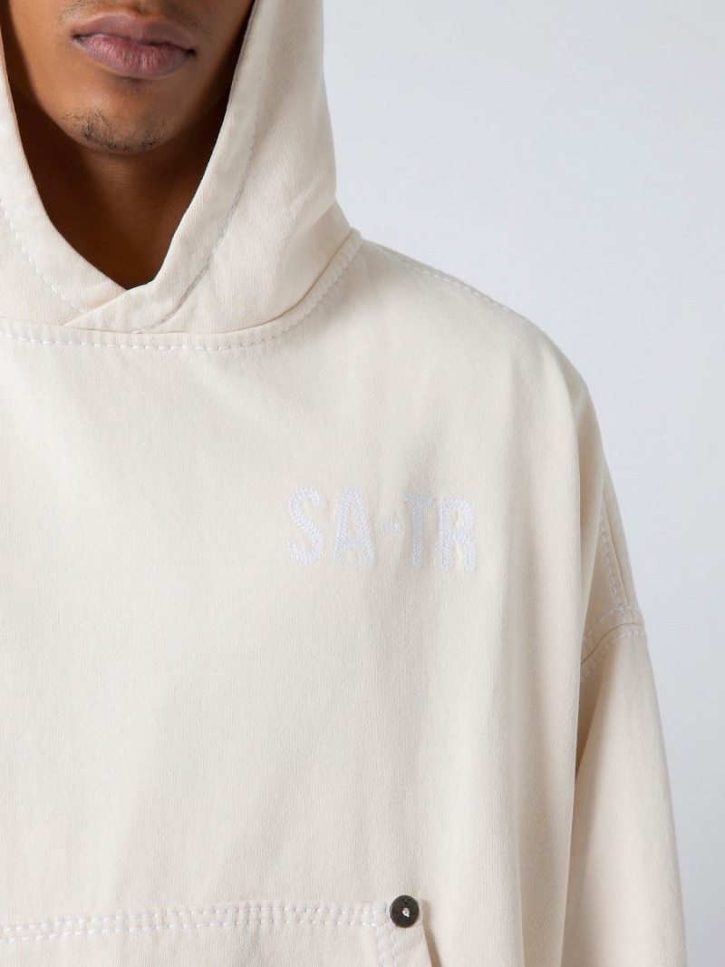 Winter White True Religion Sebastien Ami X Logo Hoodie | 1086-PBUSF