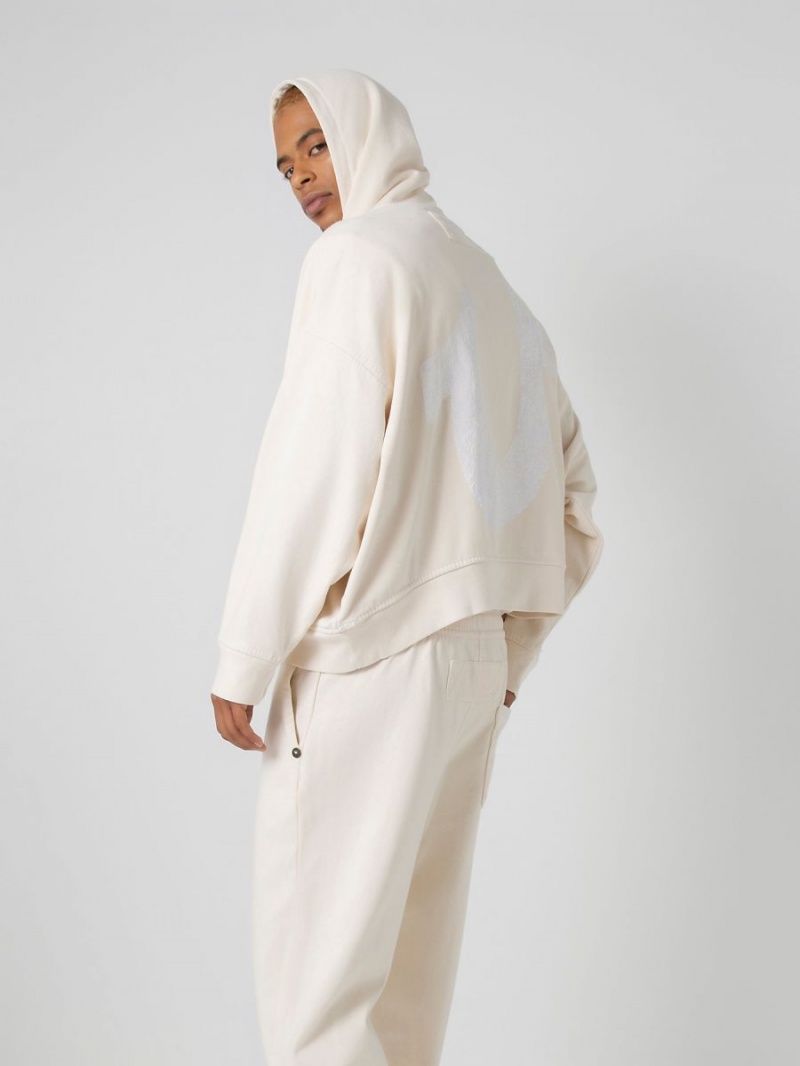 Winter White True Religion Sebastien Ami X Logo Hoodie | 1086-PBUSF