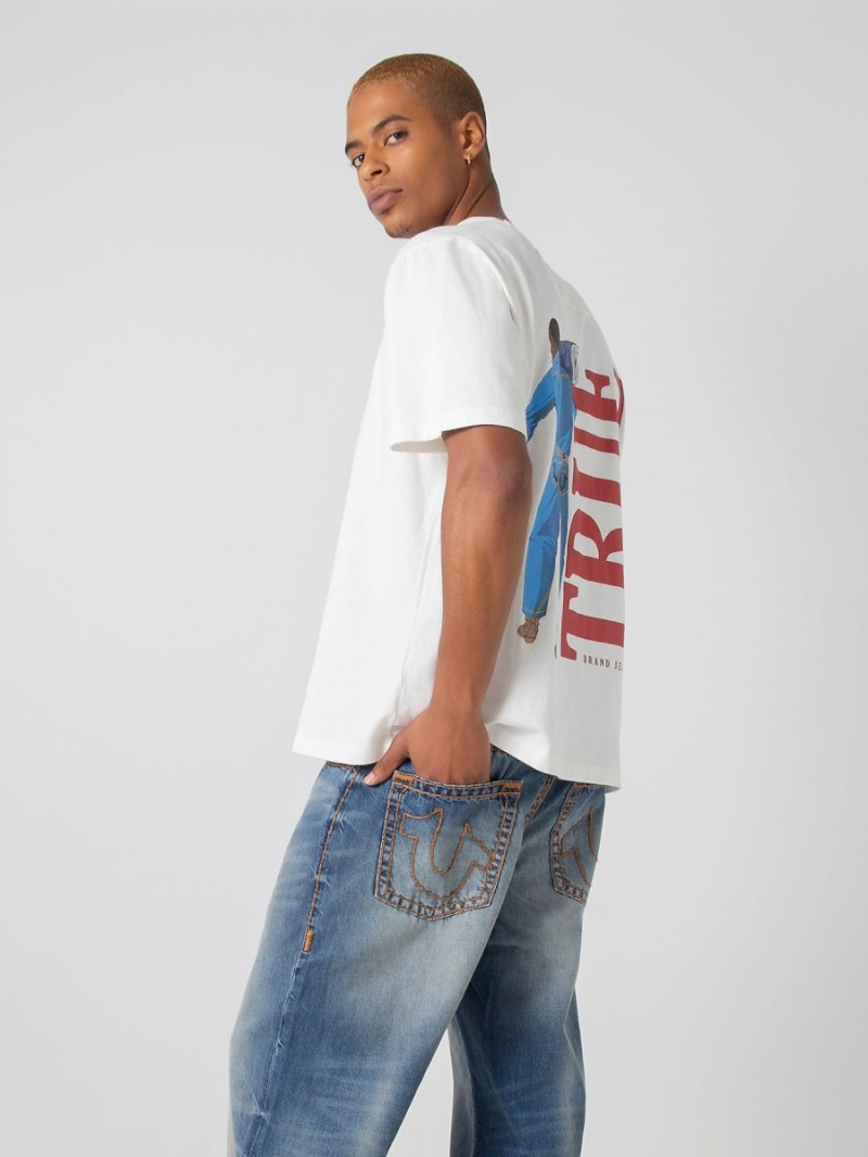 Winter White True Religion Sebastien Ami X Grit T Shirts | 4251-RMVXI