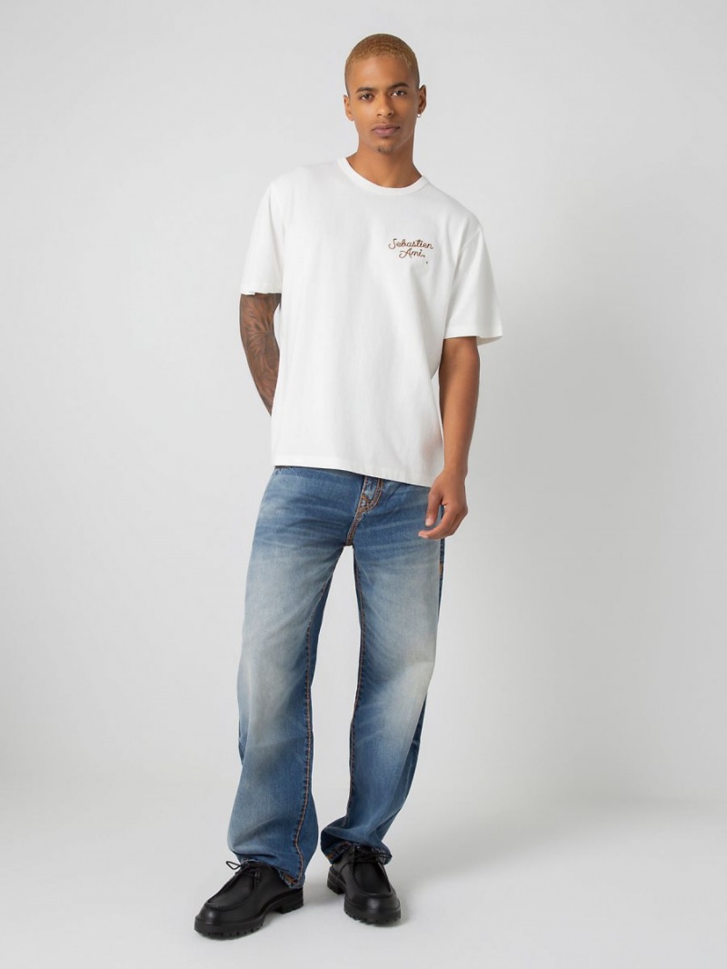 Winter White True Religion Sebastien Ami X Grit T Shirts | 4251-RMVXI