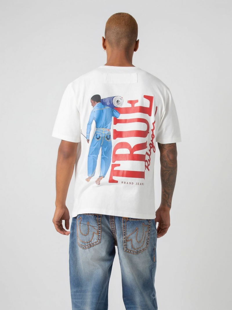 Winter White True Religion Sebastien Ami X Grit T Shirts | 4251-RMVXI