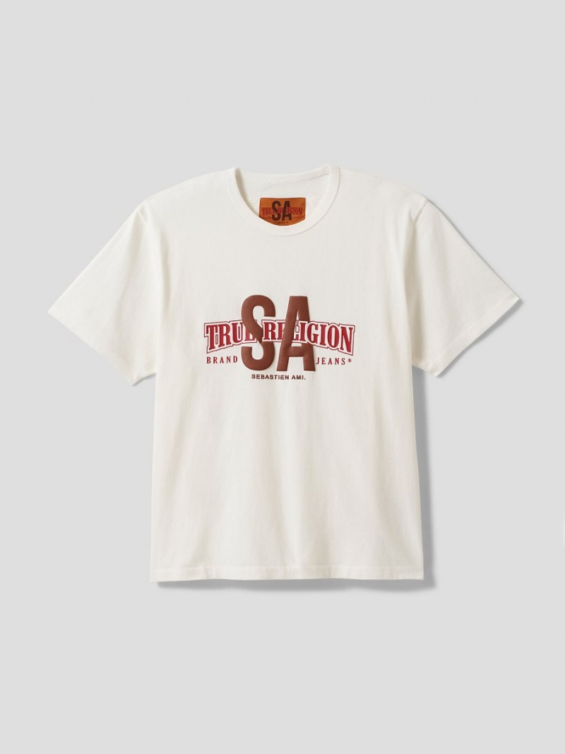 Winter White True Religion Sebastien Ami X Collaboration T Shirts | 2568-UQHKP