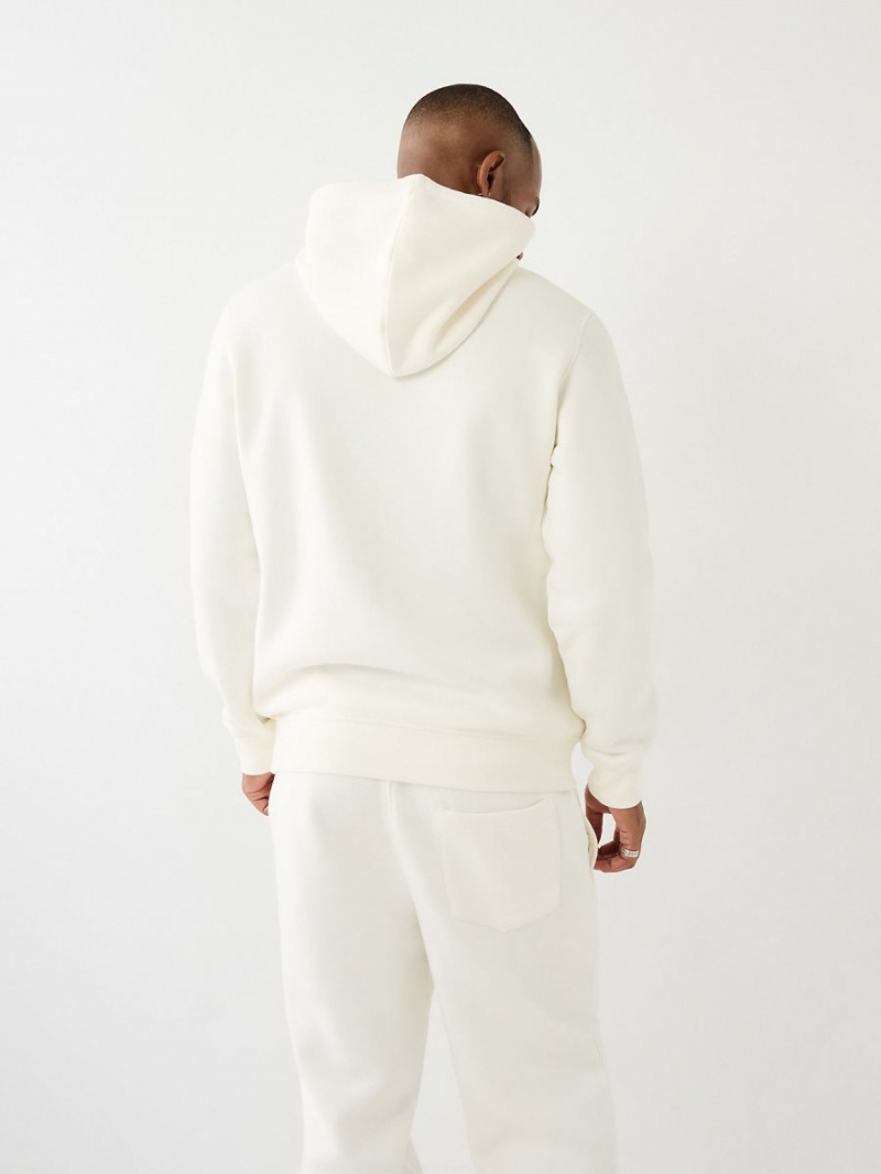 Winter White True Religion Studded Logo Hoodie | 6073-UFIPG