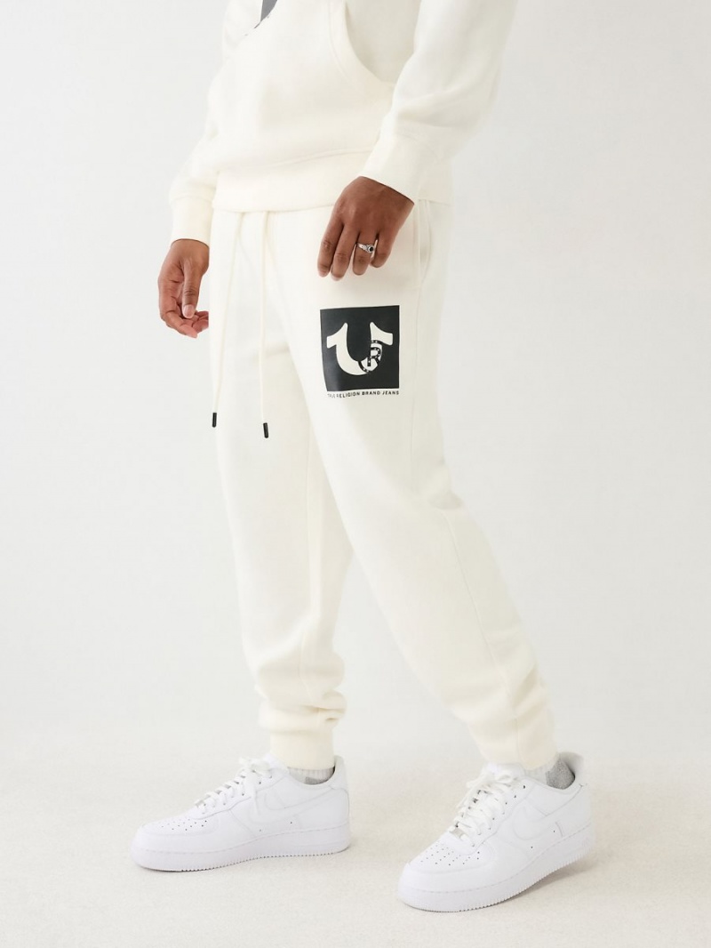 Winter White True Religion Studded Logo Jogger | 5971-HXSBJ