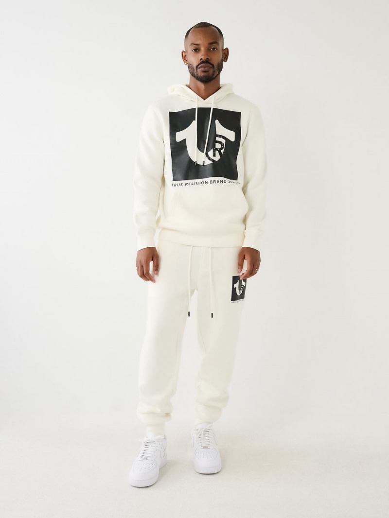 Winter White True Religion Studded Logo Jogger | 5971-HXSBJ