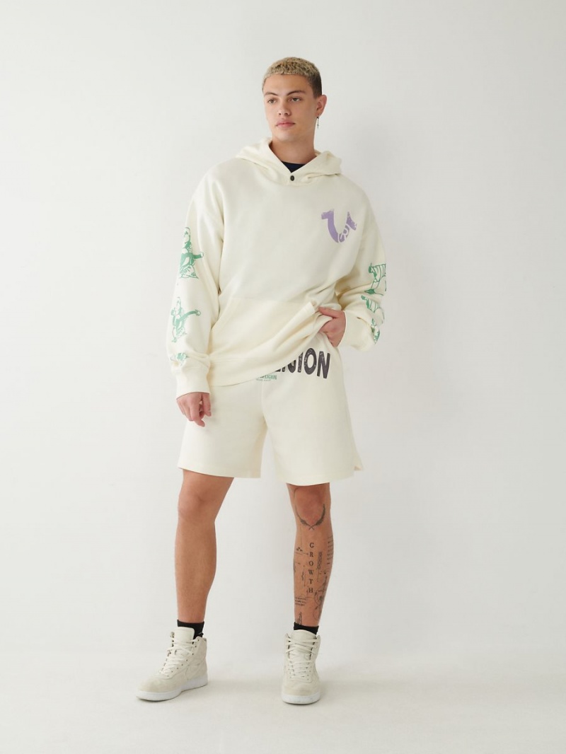 Winter White True Religion Sweat Shorts | 1769-NTQCA