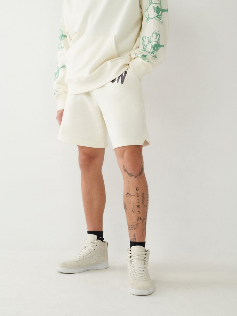 Winter White True Religion Sweat Shorts | 1769-NTQCA