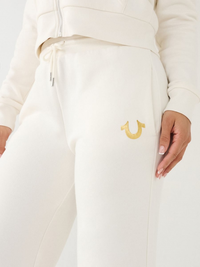 Winter White True Religion Wide Leg Logo Jogger | 1593-XFMLA