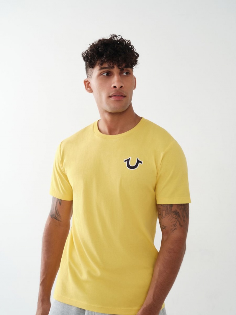 yellow True Religion Buddha Logo T Shirts | 8671-LOJMC