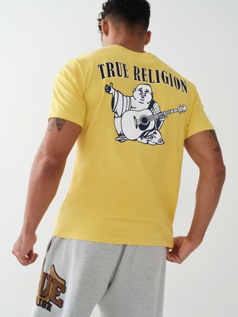 yellow True Religion Buddha Logo T Shirts | 8671-LOJMC